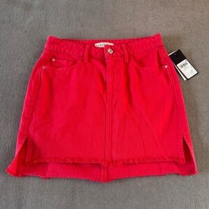NWT Guess Red Denim High-Waisted Mini Skirt